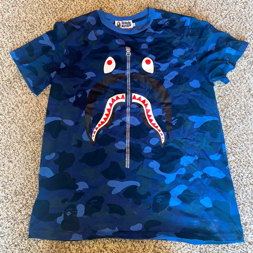 A bathing ape navy blue shirt